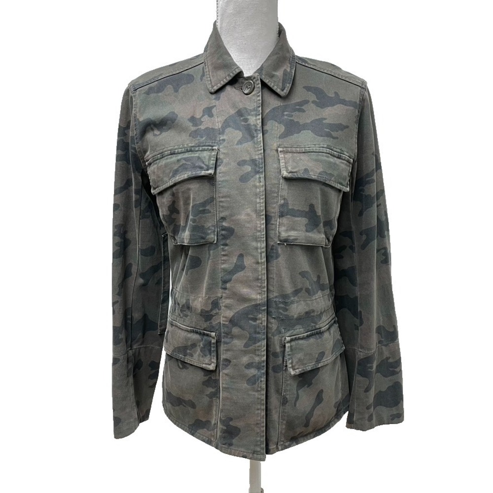 James Perse Standard Camouflage Jacket Womens 1 Small Green Utility Street Urban